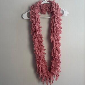Elegant Pink Ruffled Scarf
